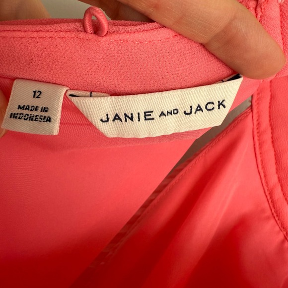 JANIE & JACK Salmon Pink Girls Formal Pleated Sleeveless Dress, 12 - Picture 3 of 7